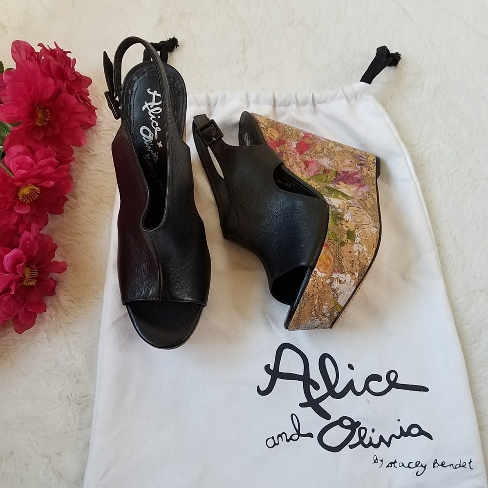 Alice and Olivia Sonia Painted Vintage Wedge Sandals